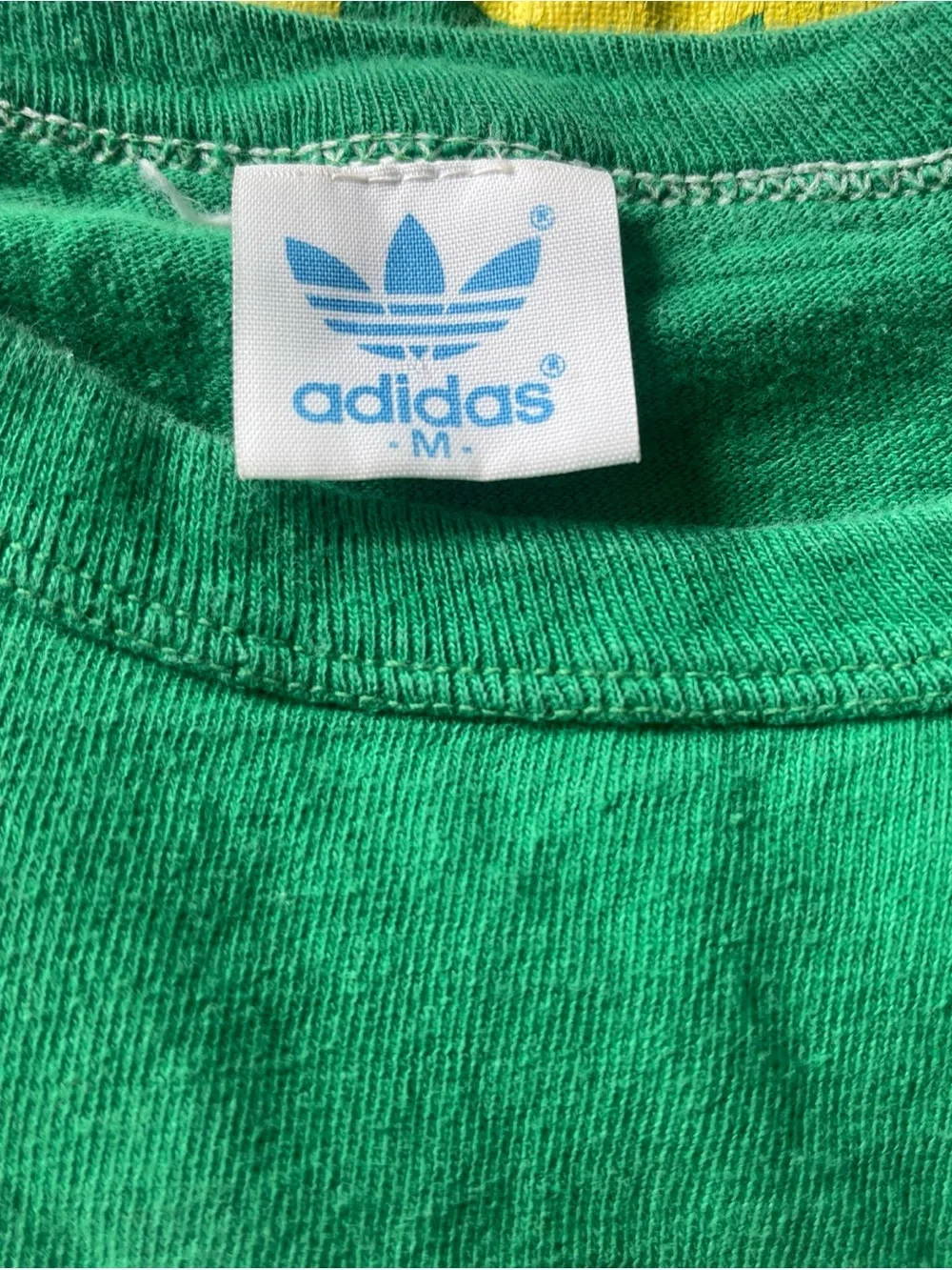 Vintage adidas t shirt s trefoil logo double sided 80s single stitch green retro